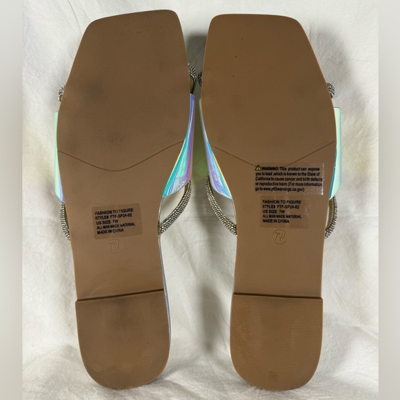Fashion To Figure Sylvie Silver Holographic Iridescent Rhinestone Sandals 7 - Picture 15 of 16